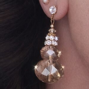 Amber European Crystal Drop Earrings.